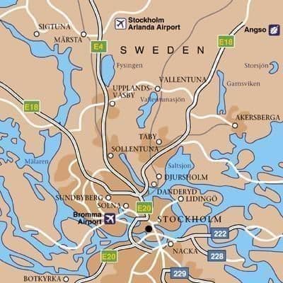 Karte der Flughäfen in Stockholm