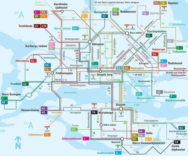 Karte des Stockholmer Busbahnhofs