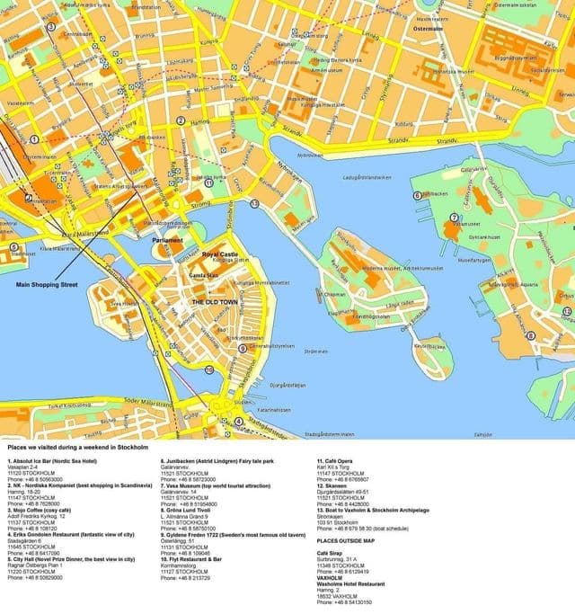 Karte des Stockholmer Stadtzentrums