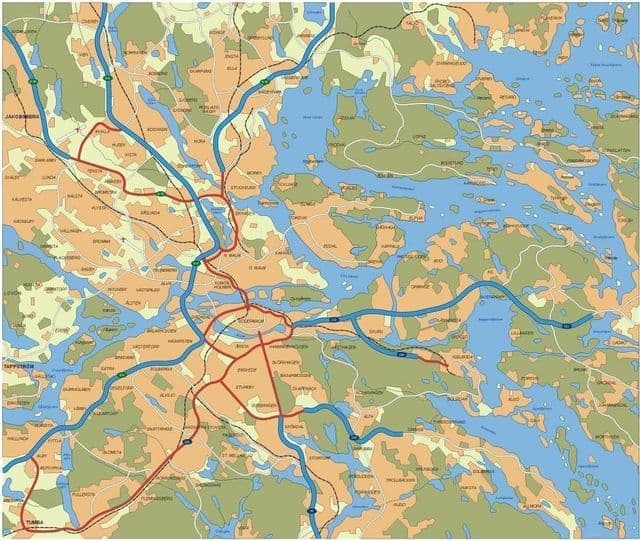Straßenkarte von Stockholm