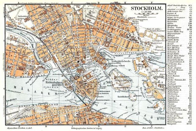 Antike Karte von Stockholm