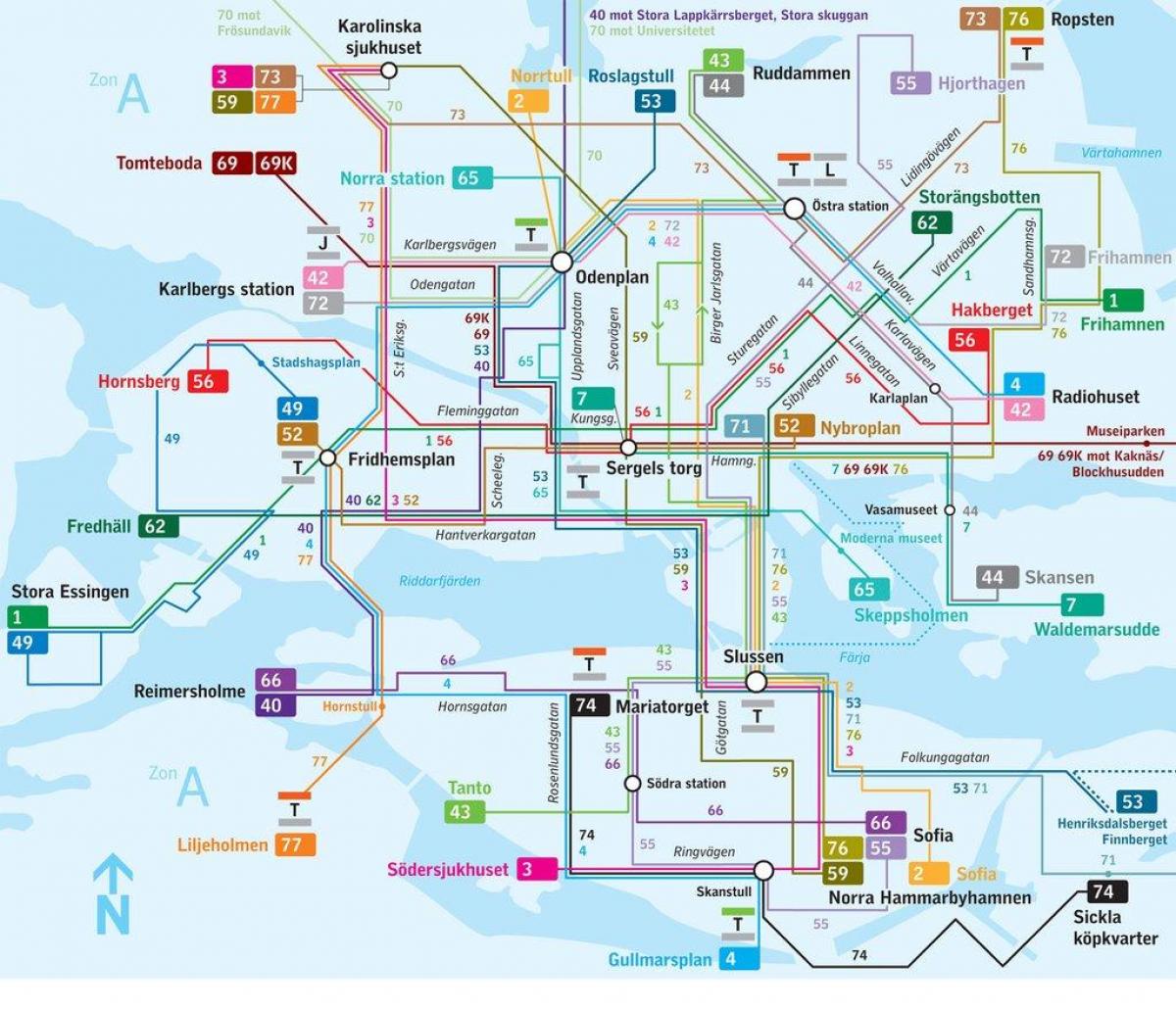 Karte des Stockholmer Busbahnhofs