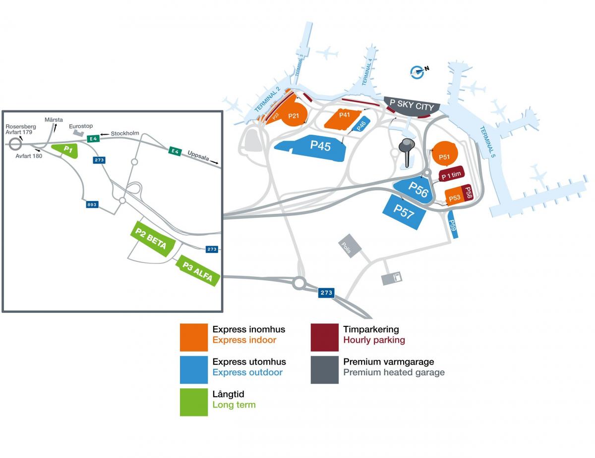 Karte des Stockholmer Flughafen-Terminals