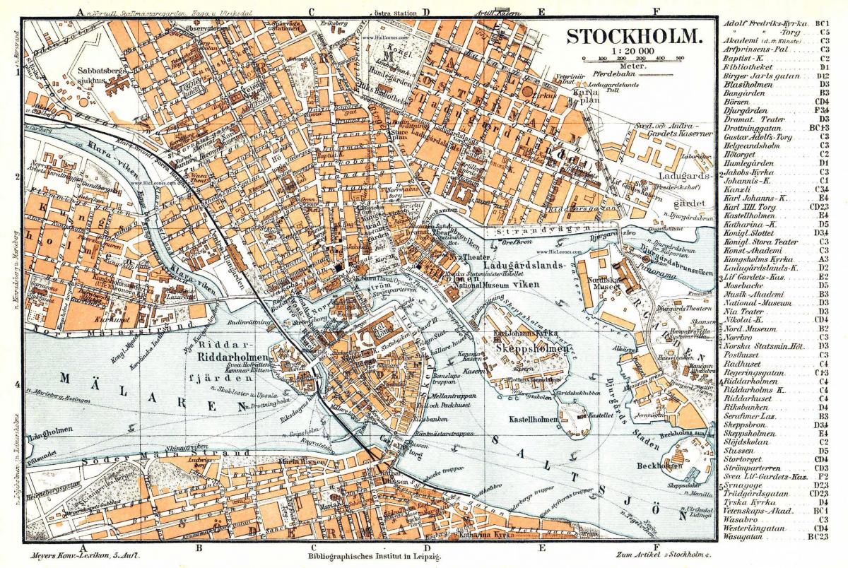 Antike Karte von Stockholm