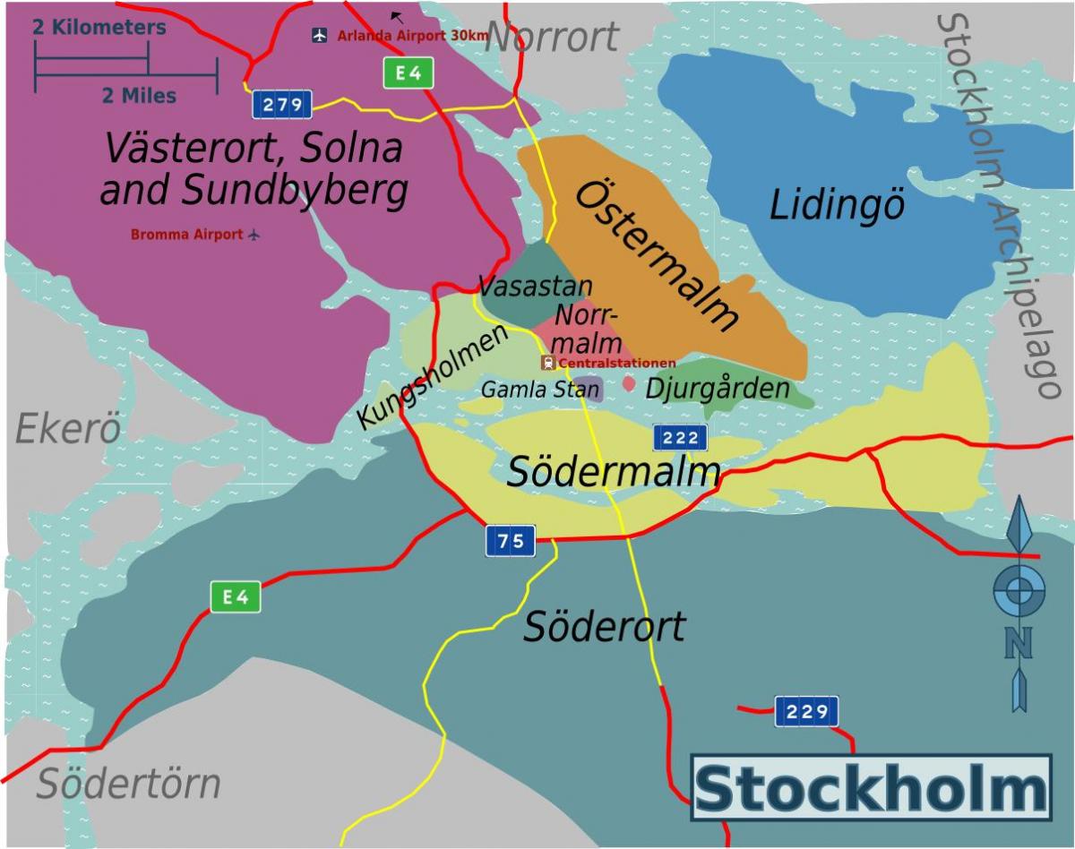 Karte der Stockholmer Stadtviertel