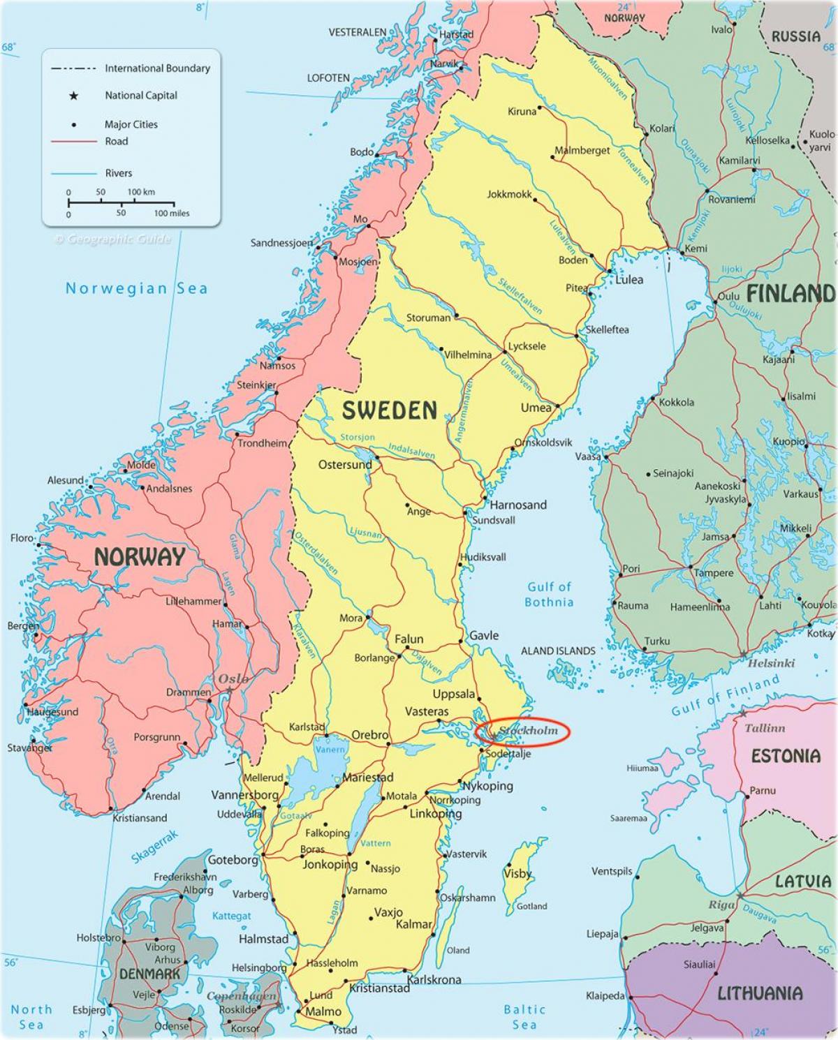 Stockholm auf der Schweden-Karte