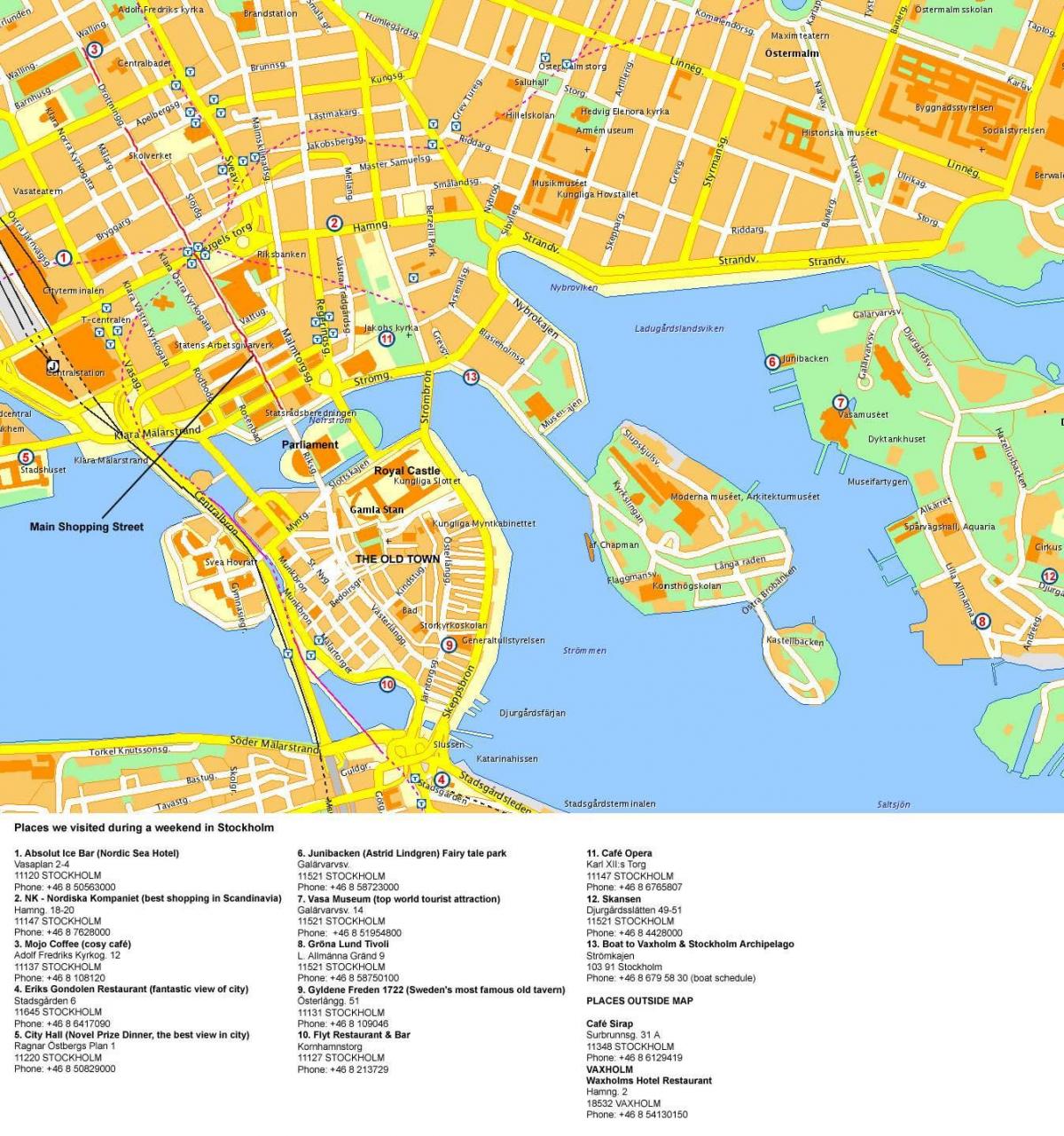 Karte des Stockholmer Stadtzentrums