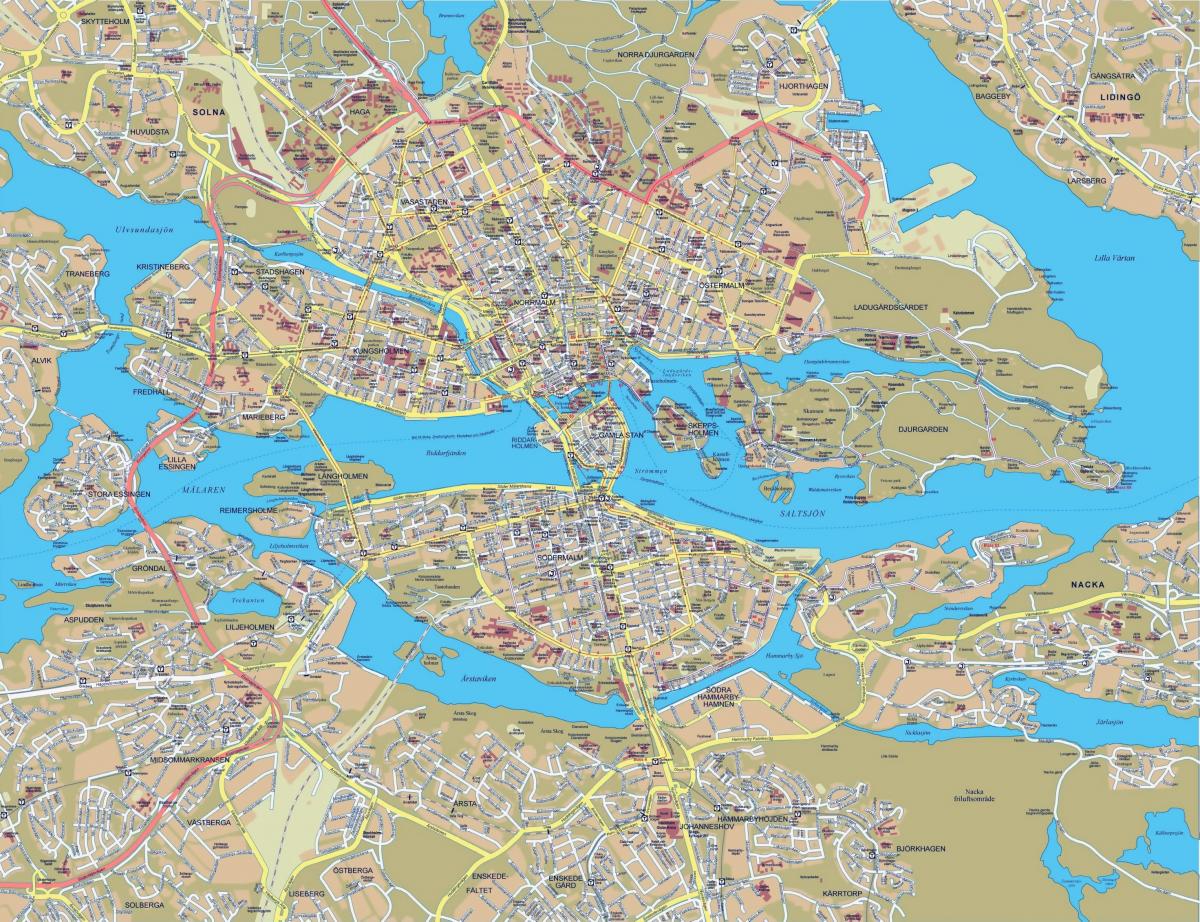 Straßenkarte von Stockholm
