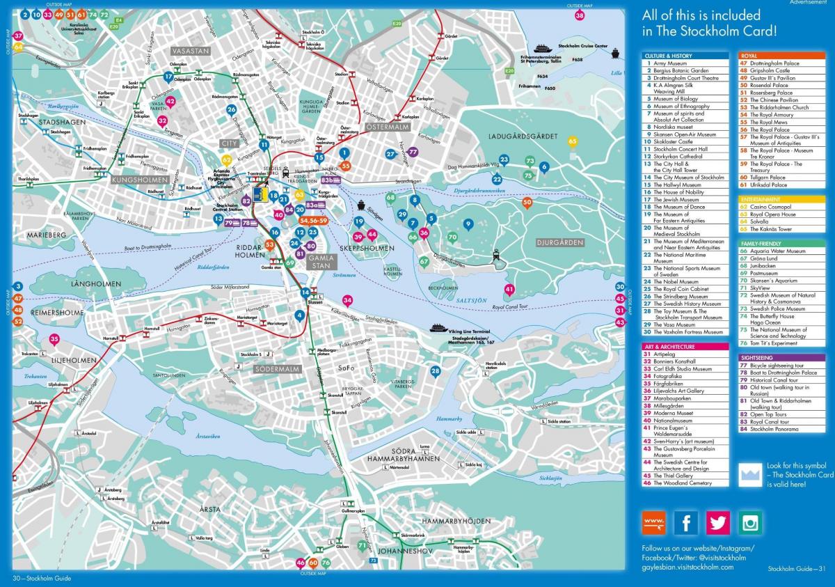 Karte der Stockholmer Sehenswürdigkeiten